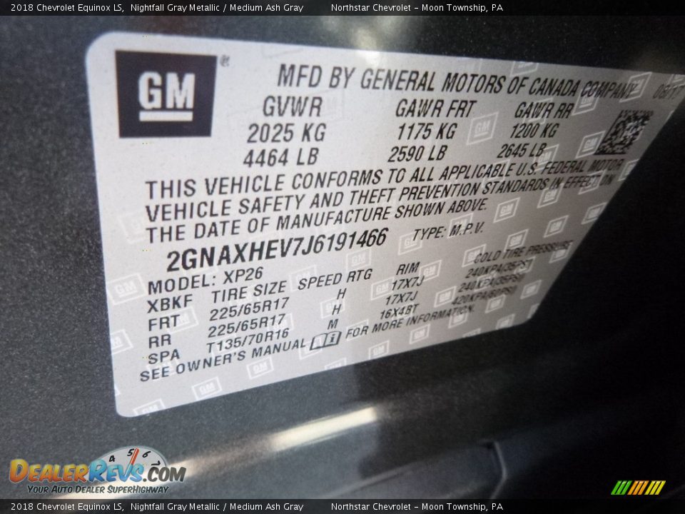 2018 Chevrolet Equinox LS Nightfall Gray Metallic / Medium Ash Gray Photo #18