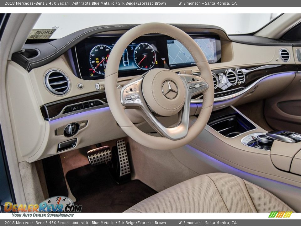Silk Beige/Espresso Brown Interior - 2018 Mercedes-Benz S 450 Sedan Photo #7