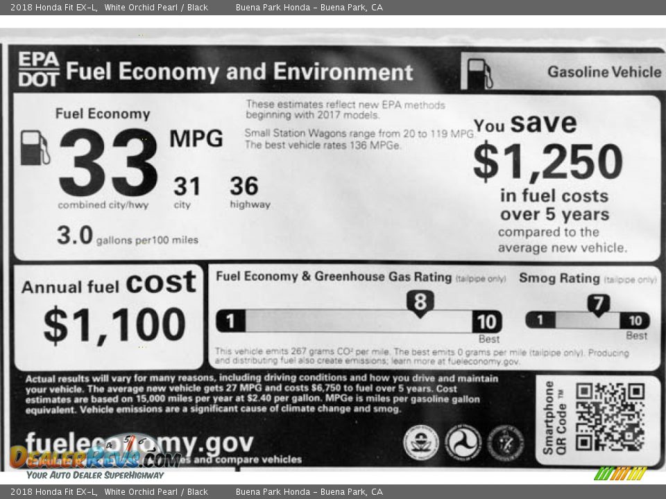 2018 Honda Fit EX-L White Orchid Pearl / Black Photo #21