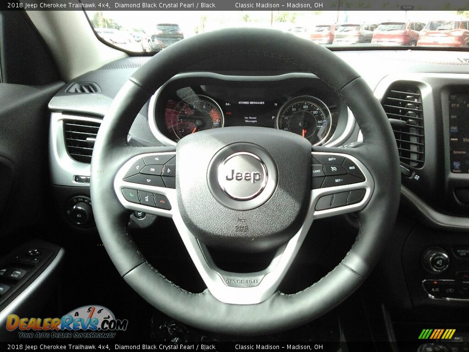 2018 Jeep Cherokee Trailhawk 4x4 Diamond Black Crystal Pearl / Black Photo #9