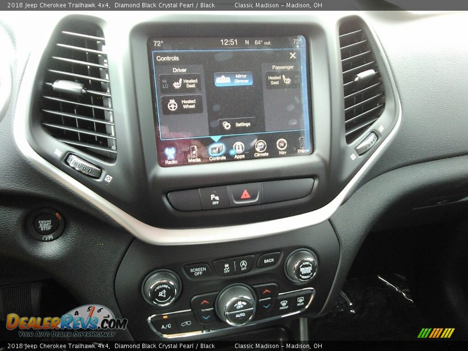 2018 Jeep Cherokee Trailhawk 4x4 Diamond Black Crystal Pearl / Black Photo #12