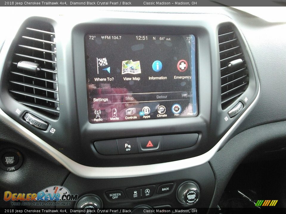 2018 Jeep Cherokee Trailhawk 4x4 Diamond Black Crystal Pearl / Black Photo #13