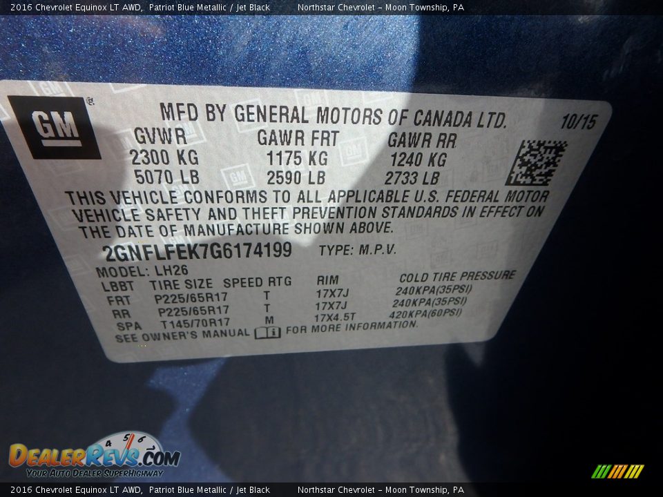 2016 Chevrolet Equinox LT AWD Patriot Blue Metallic / Jet Black Photo #28