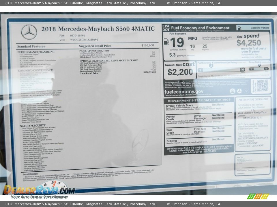 2018 Mercedes-Benz S Maybach S 560 4Matic Magnetite Black Metallic / Porcelain/Black Photo #15