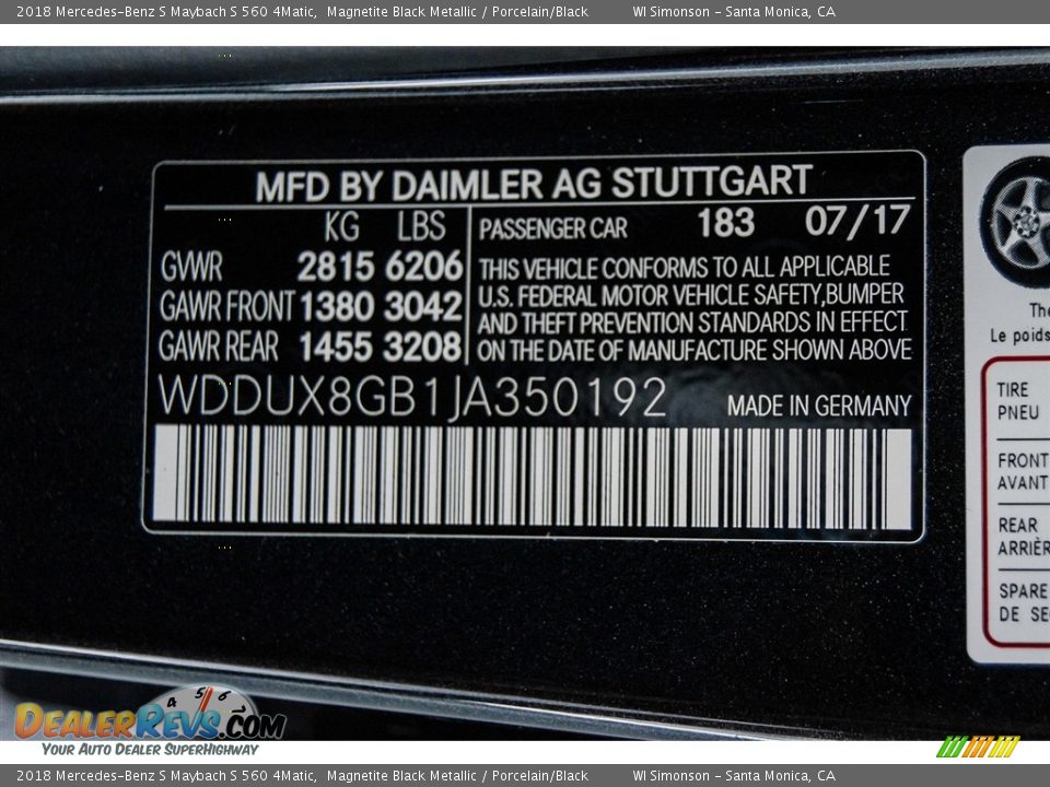 2018 Mercedes-Benz S Maybach S 560 4Matic Magnetite Black Metallic / Porcelain/Black Photo #21