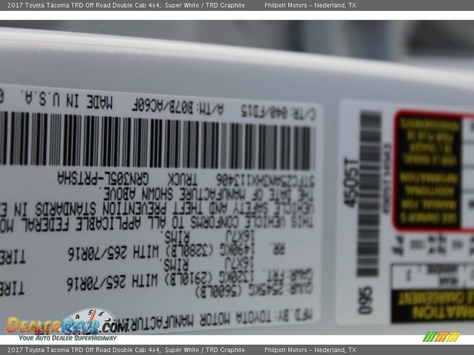 2017 Toyota Tacoma TRD Off Road Double Cab 4x4 Super White / TRD Graphite Photo #12