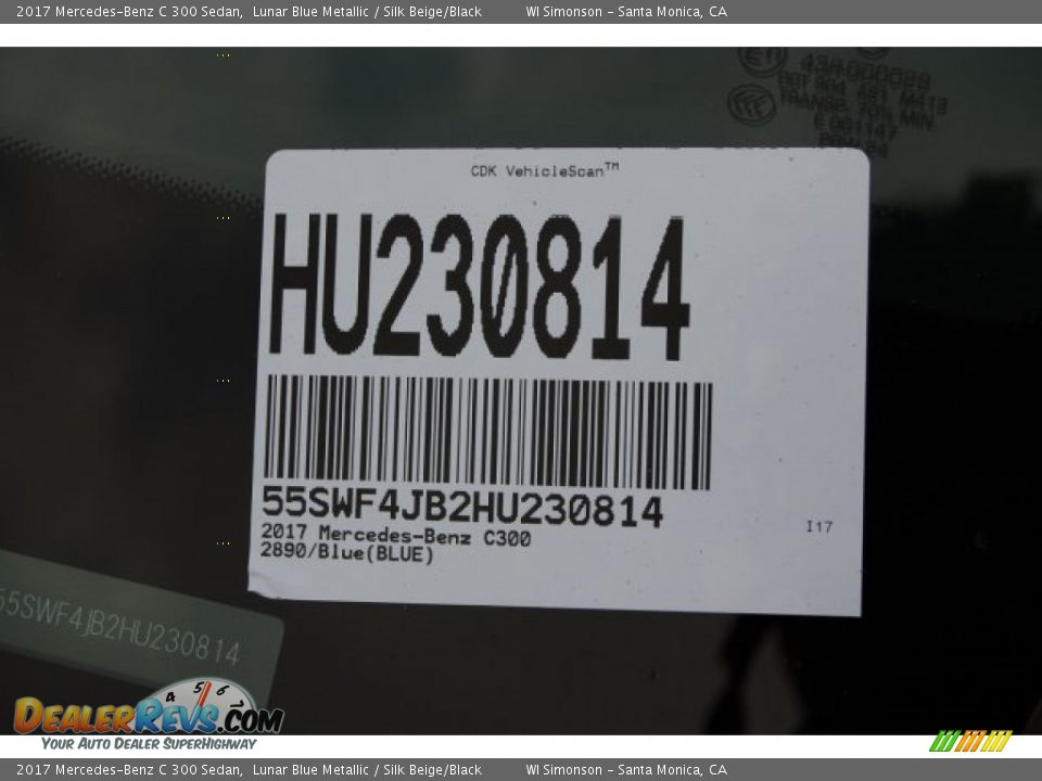 2017 Mercedes-Benz C 300 Sedan Lunar Blue Metallic / Silk Beige/Black Photo #10