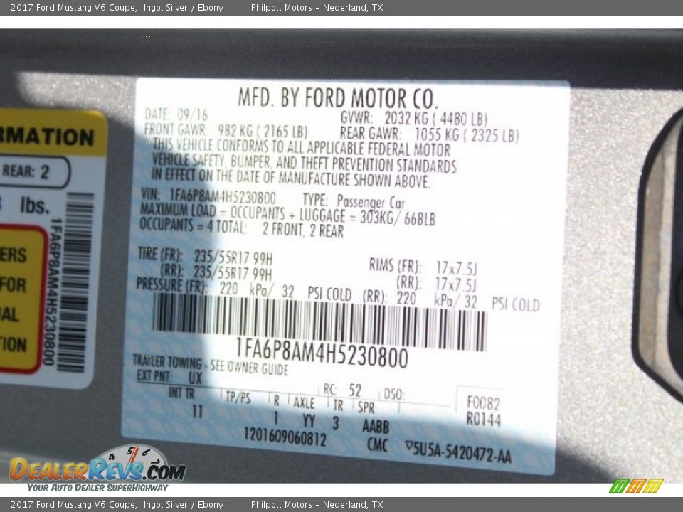 2017 Ford Mustang V6 Coupe Ingot Silver / Ebony Photo #23