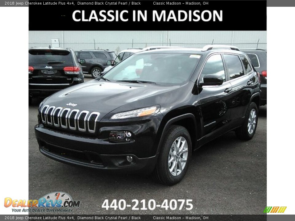 2018 Jeep Cherokee Latitude Plus 4x4 Diamond Black Crystal Pearl / Black Photo #1