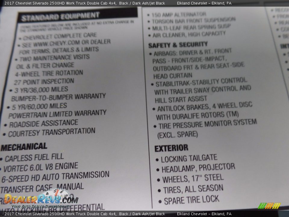 2017 Chevrolet Silverado 2500HD Work Truck Double Cab 4x4 Black / Dark Ash/Jet Black Photo #35