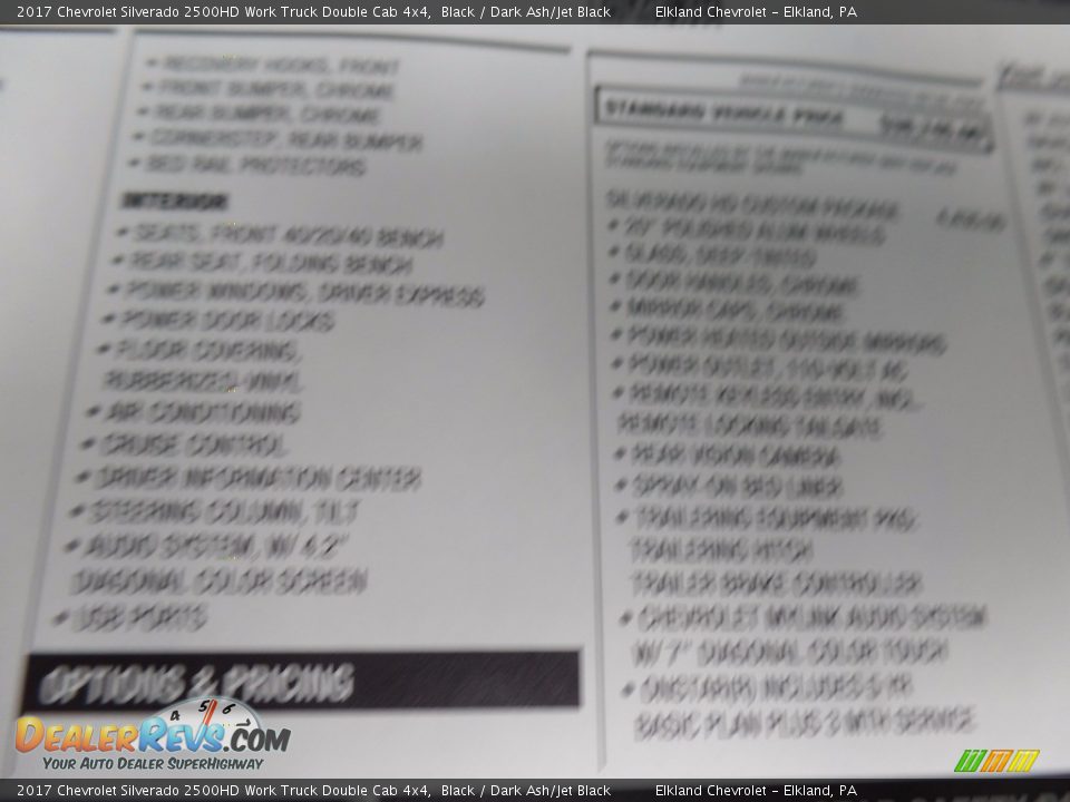 2017 Chevrolet Silverado 2500HD Work Truck Double Cab 4x4 Black / Dark Ash/Jet Black Photo #36