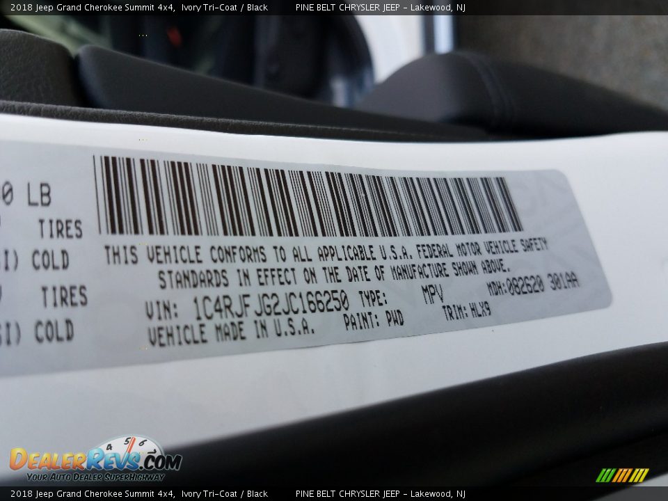 2018 Jeep Grand Cherokee Summit 4x4 Ivory Tri-Coat / Black Photo #9