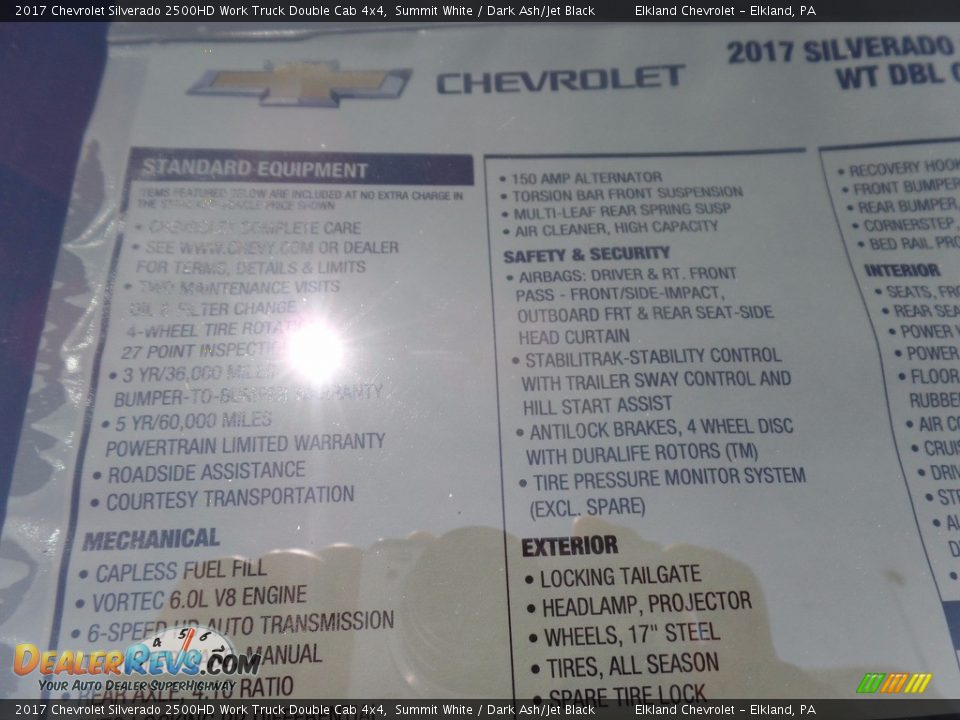 2017 Chevrolet Silverado 2500HD Work Truck Double Cab 4x4 Summit White / Dark Ash/Jet Black Photo #33