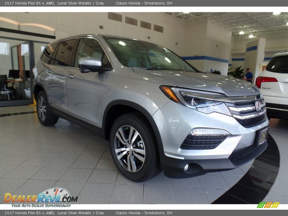 2017 Honda Pilot EX-L AWD Lunar Silver Metallic / Gray Photo #3