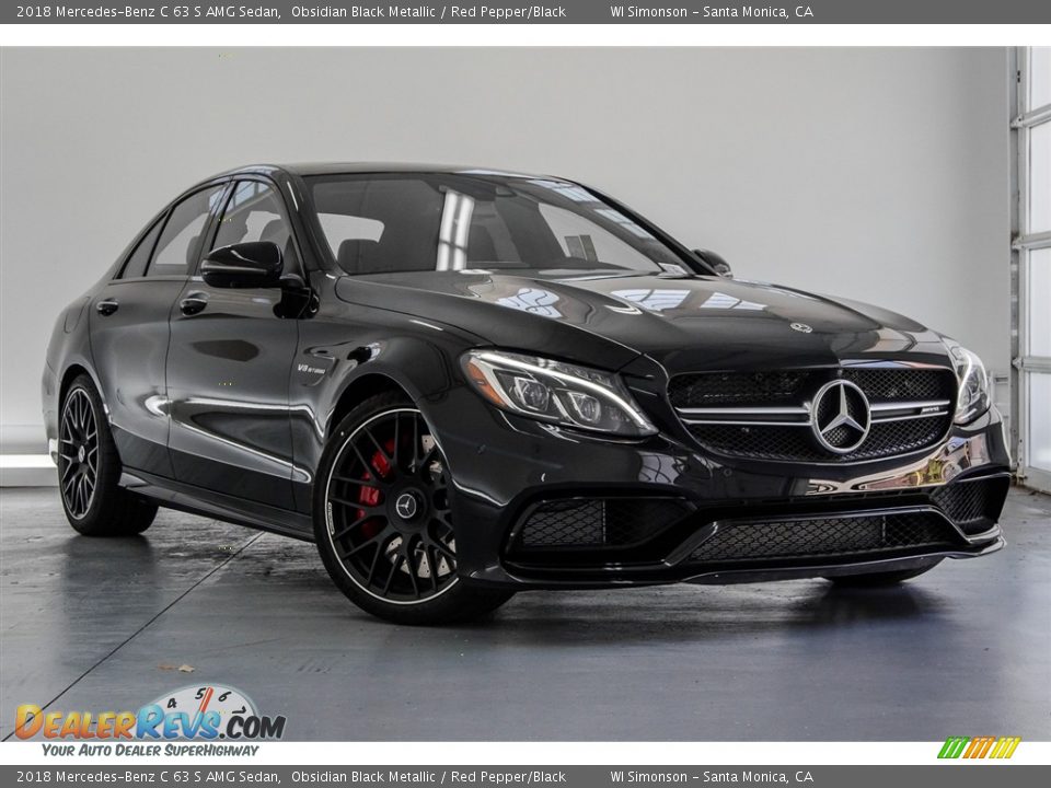 2018 Mercedes-Benz C 63 S AMG Sedan Obsidian Black Metallic / Red Pepper/Black Photo #1