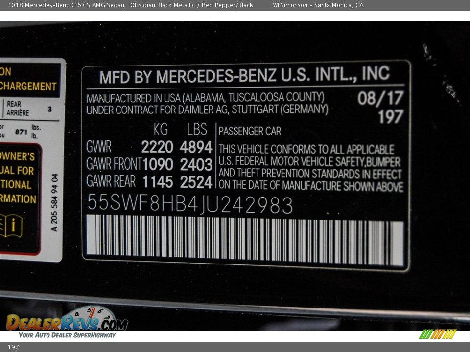 Mercedes-Benz Color Code 197 Obsidian Black Metallic