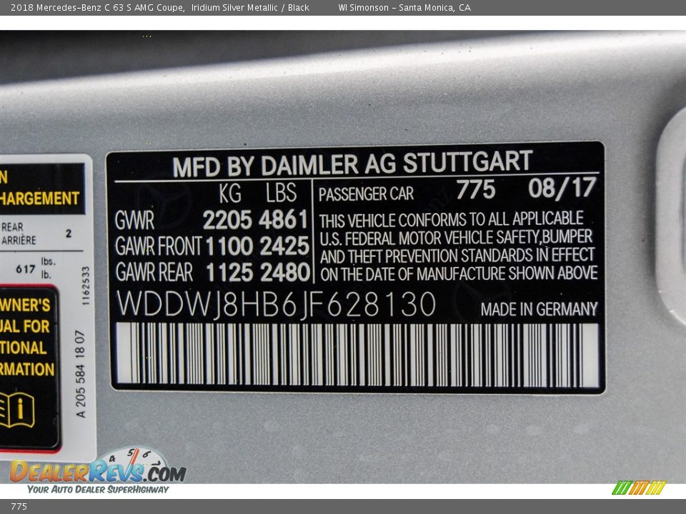 Mercedes-Benz Color Code 775 Iridium Silver Metallic