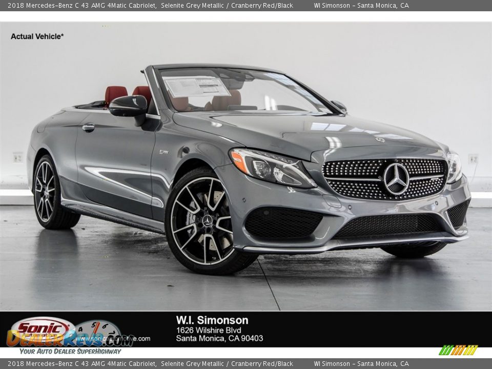 2018 Mercedes-Benz C 43 AMG 4Matic Cabriolet Selenite Grey Metallic / Cranberry Red/Black Photo #1