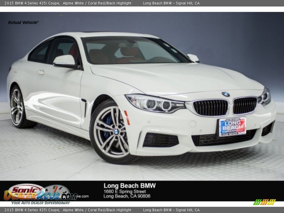 2015 BMW 4 Series 435i Coupe Alpine White / Coral Red/Black Highlight Photo #1