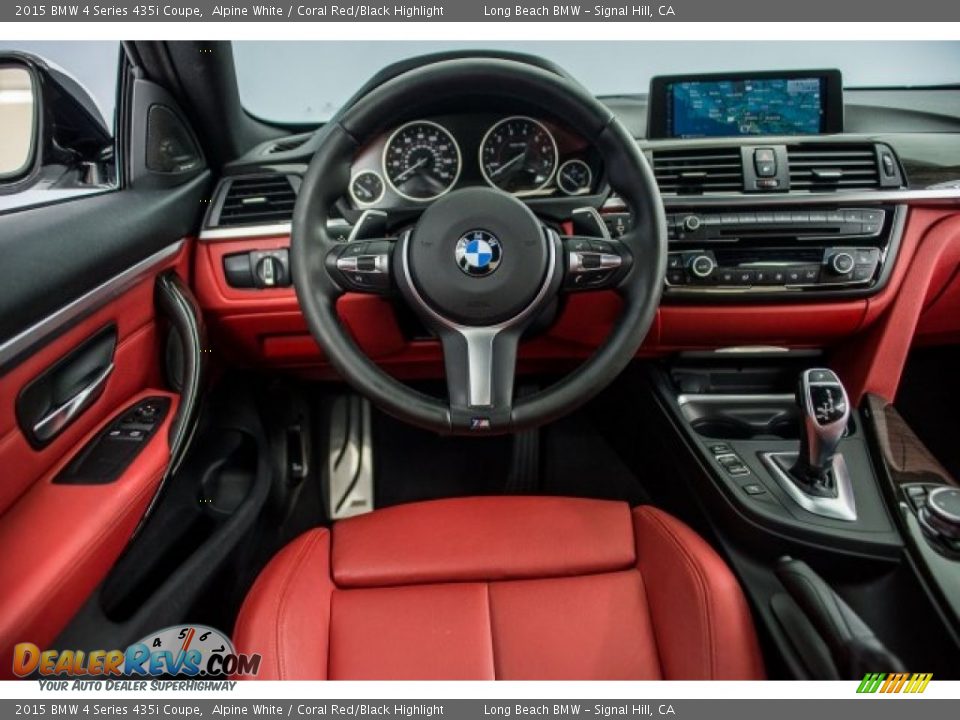 2015 BMW 4 Series 435i Coupe Alpine White / Coral Red/Black Highlight Photo #4