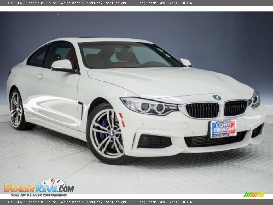 2015 BMW 4 Series 435i Coupe Alpine White / Coral Red/Black Highlight Photo #12
