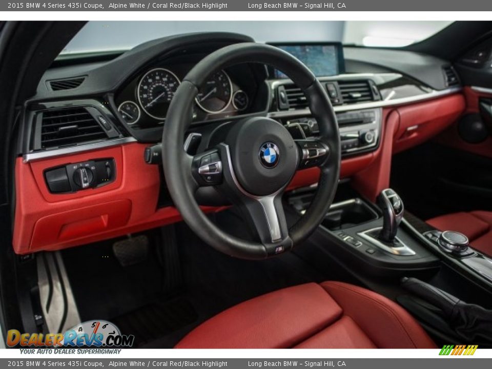 2015 BMW 4 Series 435i Coupe Alpine White / Coral Red/Black Highlight Photo #15