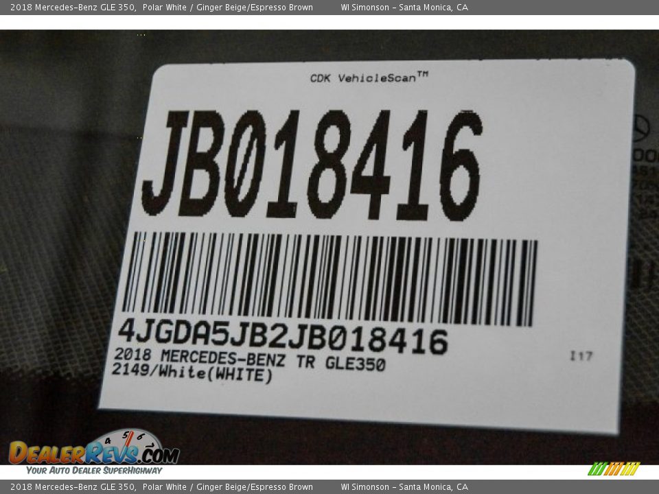 2018 Mercedes-Benz GLE 350 Polar White / Ginger Beige/Espresso Brown Photo #10