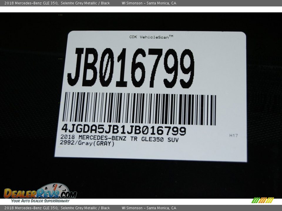 2018 Mercedes-Benz GLE 350 Selenite Grey Metallic / Black Photo #10