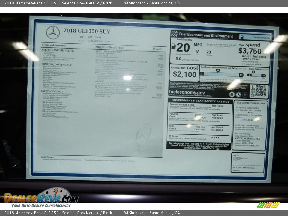 2018 Mercedes-Benz GLE 350 Selenite Grey Metallic / Black Photo #11