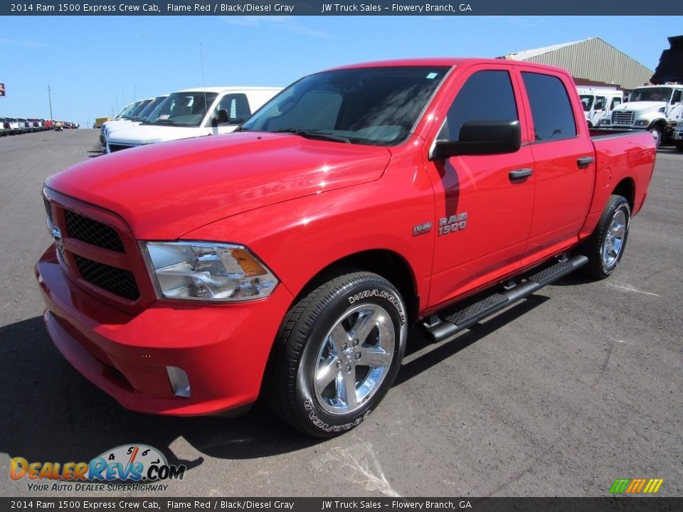2014 Ram 1500 Express Crew Cab Flame Red / Black/Diesel Gray Photo #1