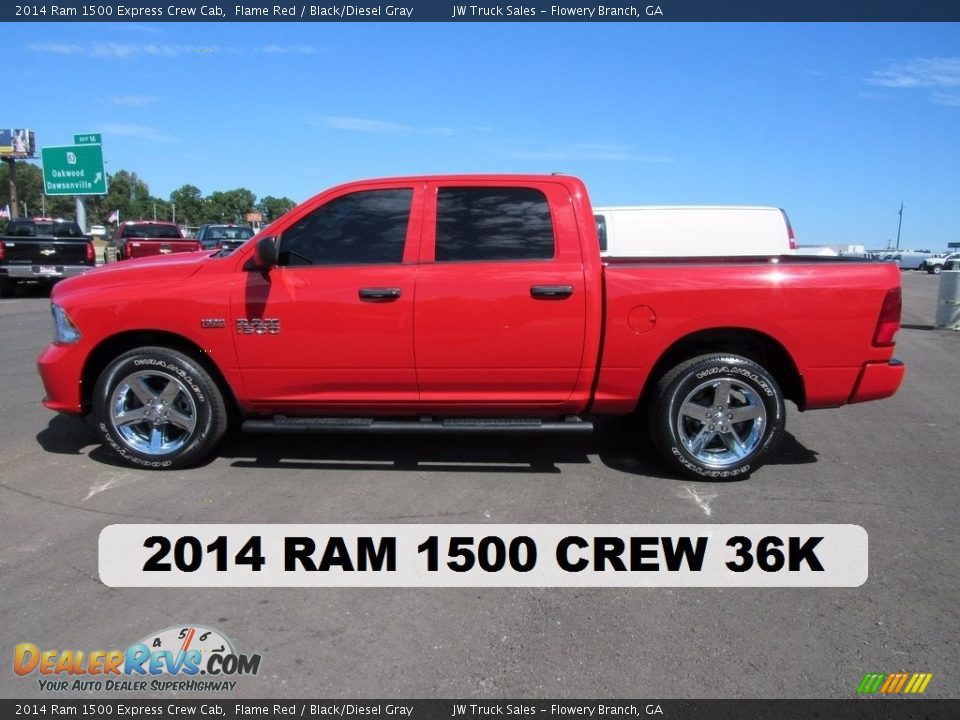2014 Ram 1500 Express Crew Cab Flame Red / Black/Diesel Gray Photo #2