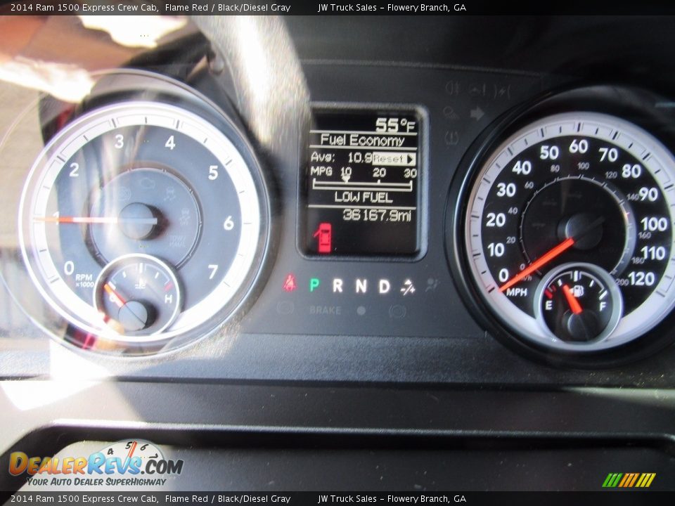 2014 Ram 1500 Express Crew Cab Flame Red / Black/Diesel Gray Photo #15