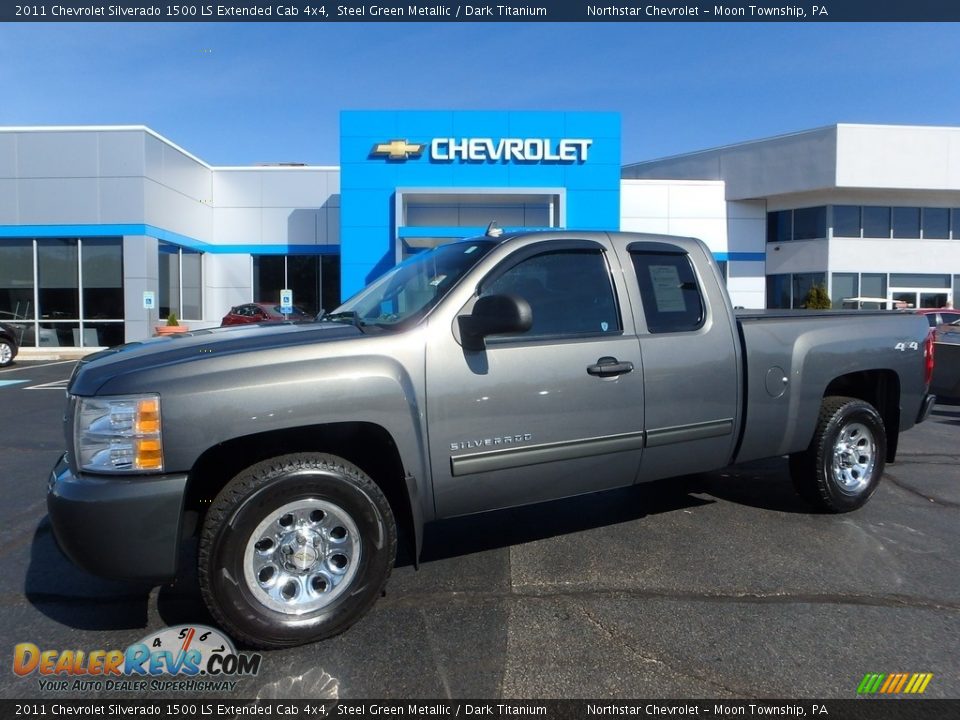 2011 Chevrolet Silverado 1500 LS Extended Cab 4x4 Steel Green Metallic / Dark Titanium Photo #1