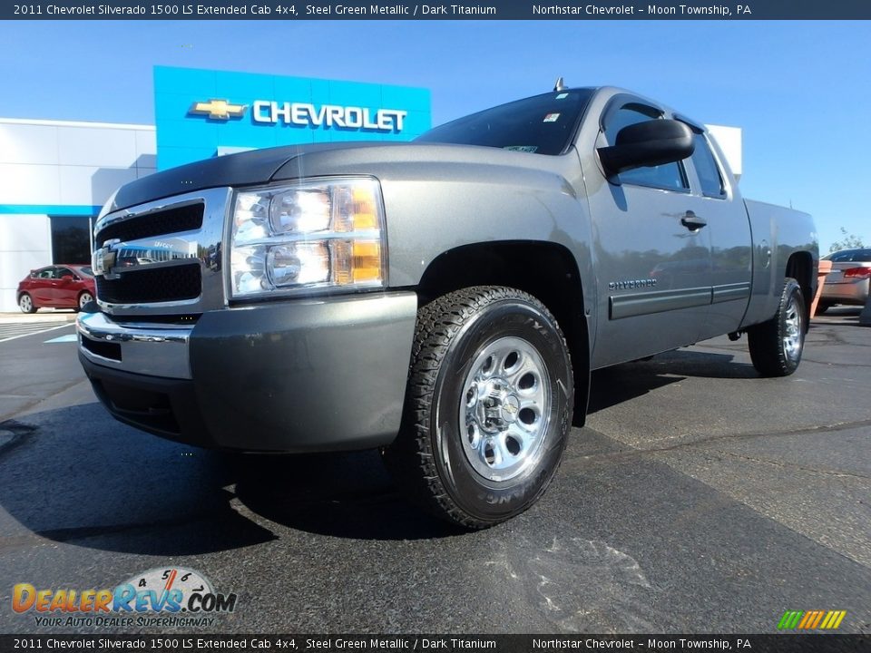 2011 Chevrolet Silverado 1500 LS Extended Cab 4x4 Steel Green Metallic / Dark Titanium Photo #2