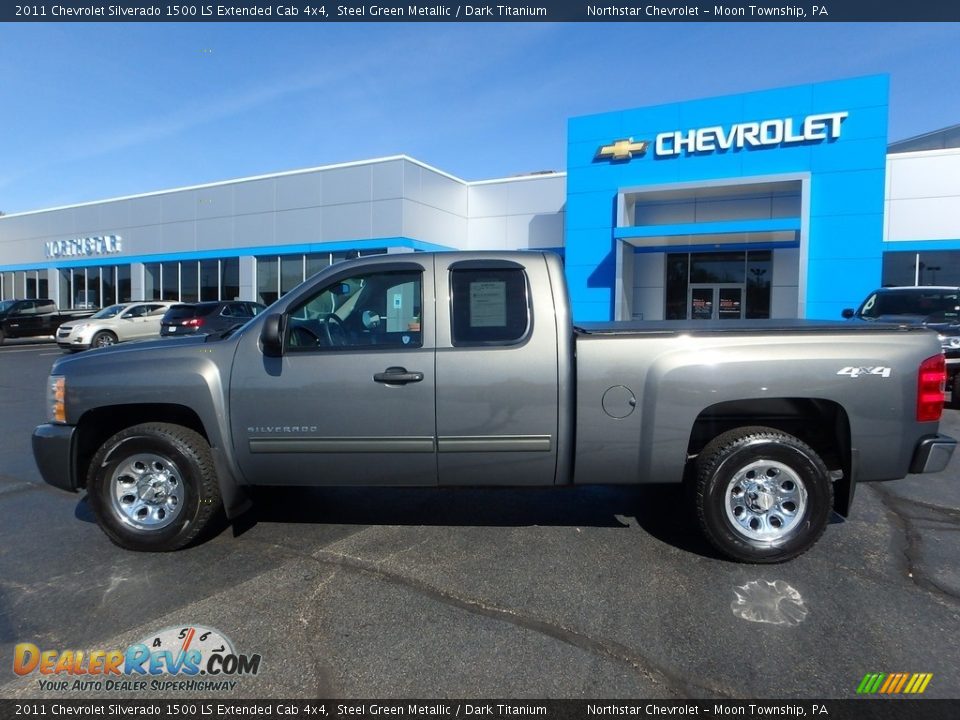 2011 Chevrolet Silverado 1500 LS Extended Cab 4x4 Steel Green Metallic / Dark Titanium Photo #3
