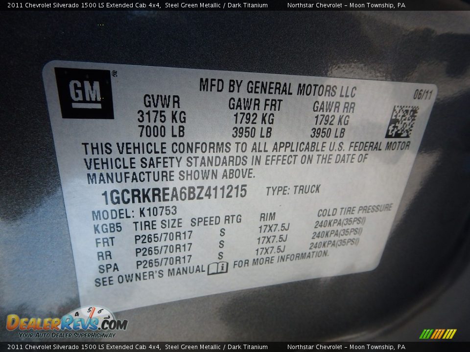 2011 Chevrolet Silverado 1500 LS Extended Cab 4x4 Steel Green Metallic / Dark Titanium Photo #28