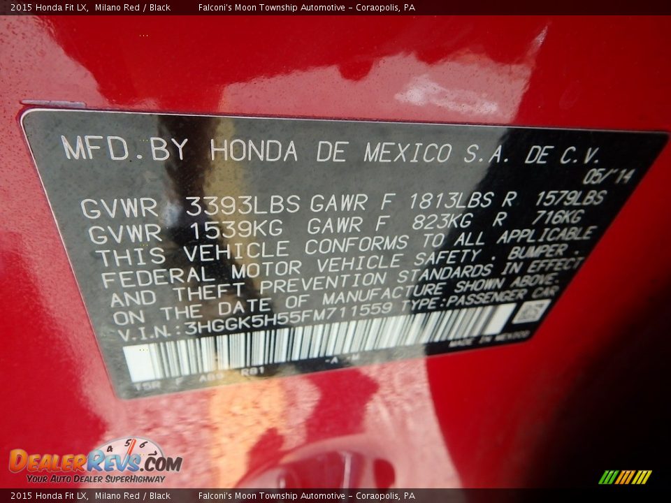 2015 Honda Fit LX Milano Red / Black Photo #23