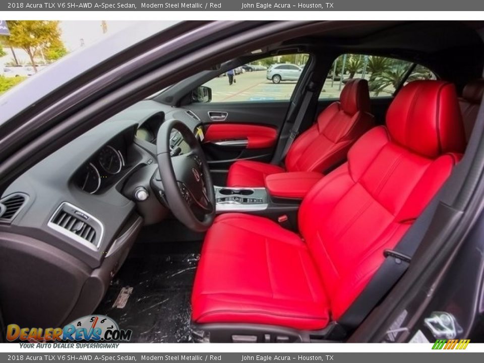 2018 Acura TLX V6 SH-AWD A-Spec Sedan Modern Steel Metallic / Red Photo #14