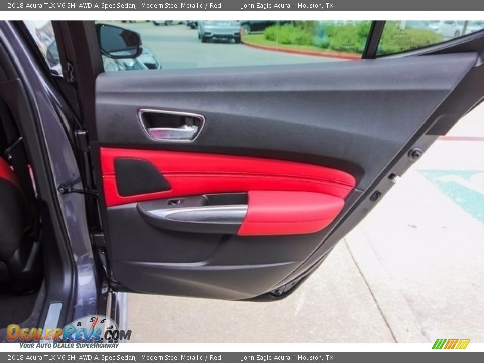 2018 Acura TLX V6 SH-AWD A-Spec Sedan Modern Steel Metallic / Red Photo #18