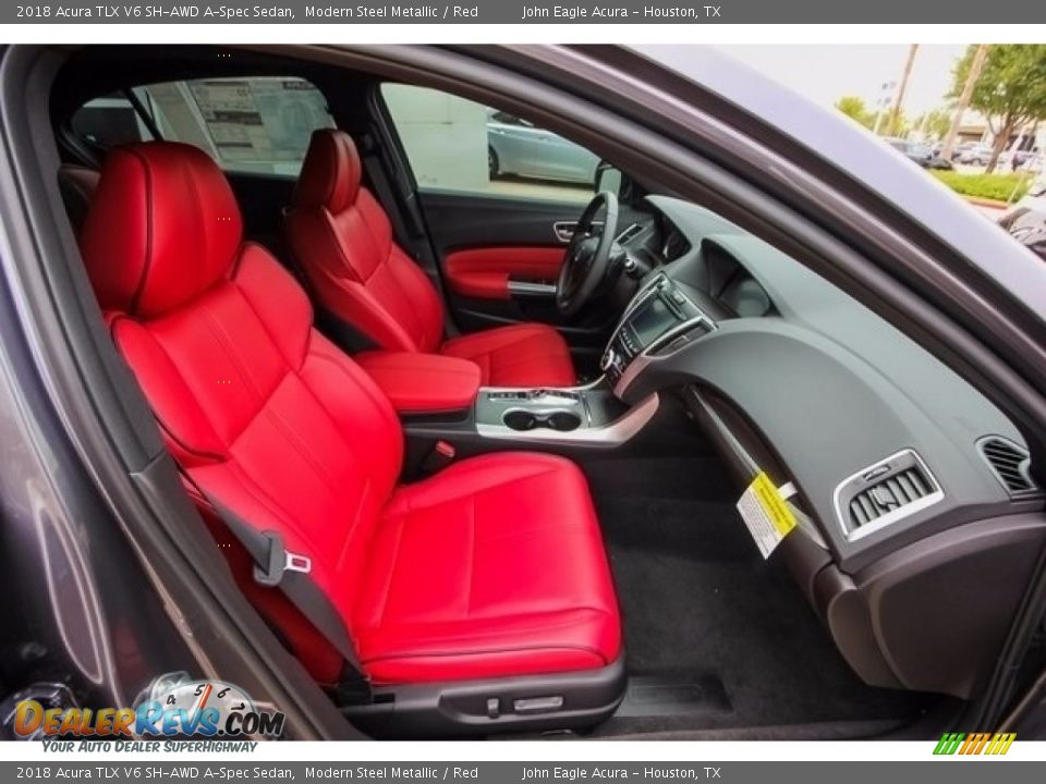 2018 Acura TLX V6 SH-AWD A-Spec Sedan Modern Steel Metallic / Red Photo #21