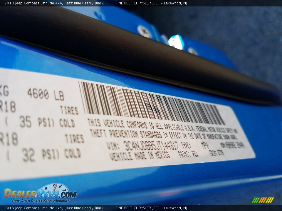 2018 Jeep Compass Latitude 4x4 Jazz Blue Pearl / Black Photo #9