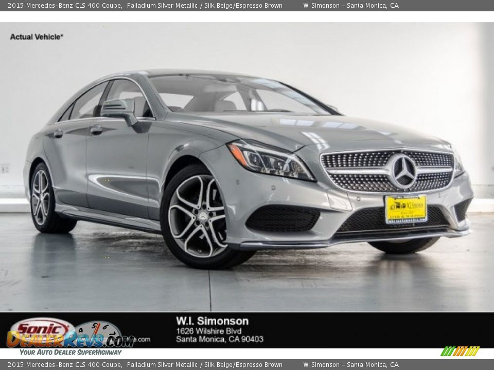 2015 Mercedes-Benz CLS 400 Coupe Palladium Silver Metallic / Silk Beige/Espresso Brown Photo #1