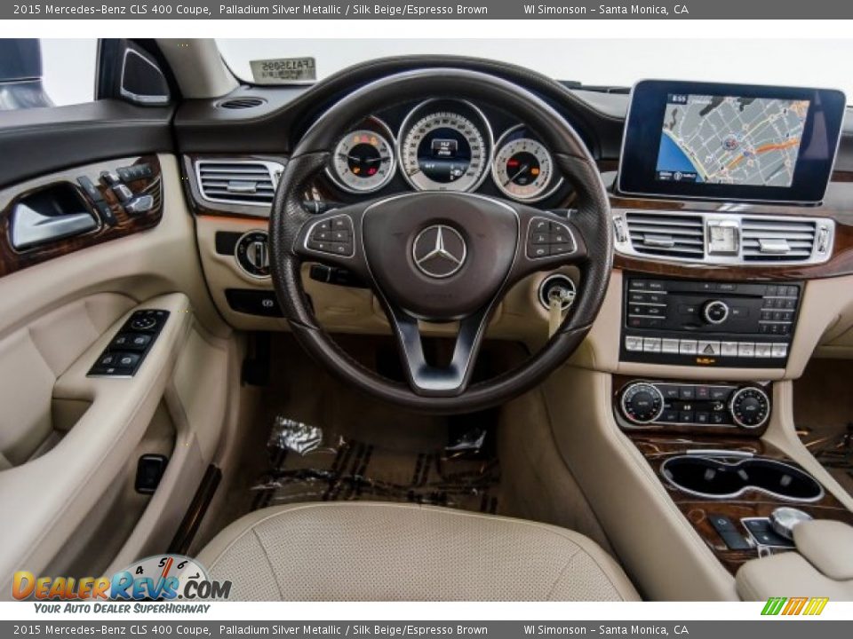 2015 Mercedes-Benz CLS 400 Coupe Palladium Silver Metallic / Silk Beige/Espresso Brown Photo #4