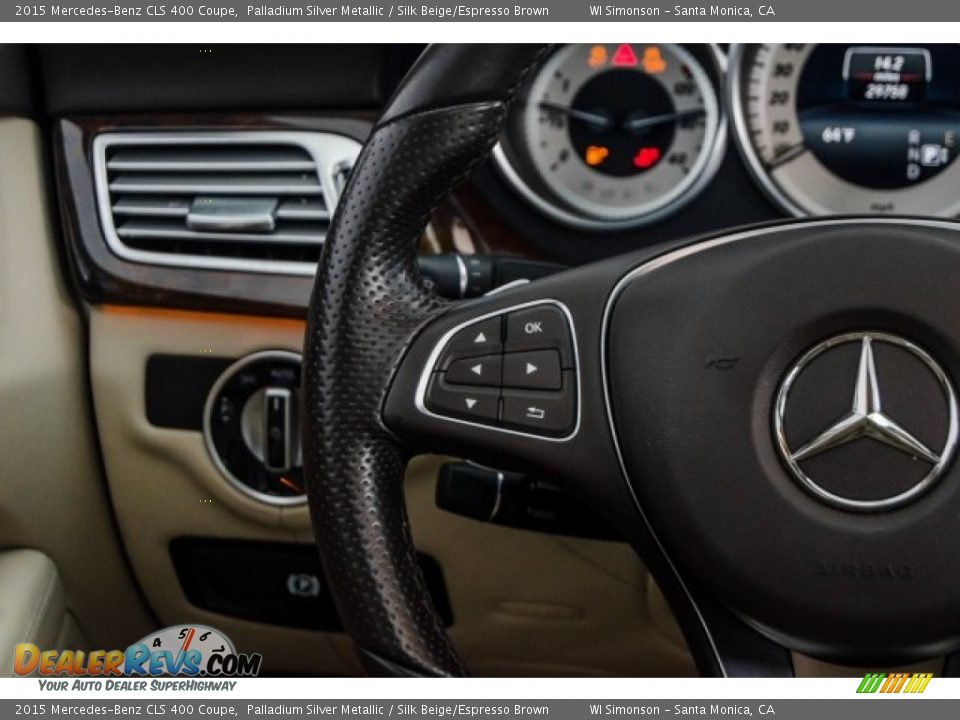 2015 Mercedes-Benz CLS 400 Coupe Palladium Silver Metallic / Silk Beige/Espresso Brown Photo #18