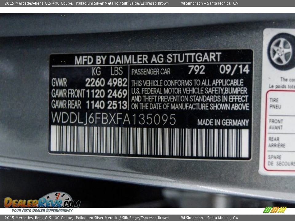 2015 Mercedes-Benz CLS 400 Coupe Palladium Silver Metallic / Silk Beige/Espresso Brown Photo #19