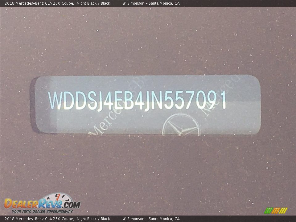2018 Mercedes-Benz CLA 250 Coupe Night Black / Black Photo #10