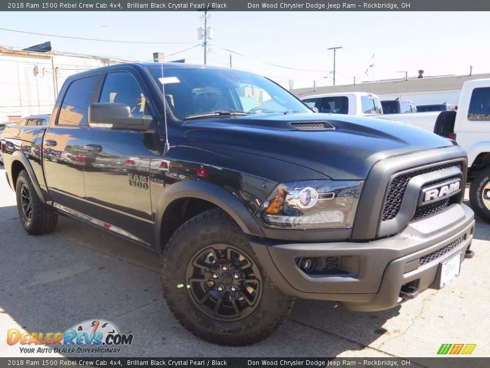 2018 Ram 1500 Rebel Crew Cab 4x4 Brilliant Black Crystal Pearl / Black Photo #1