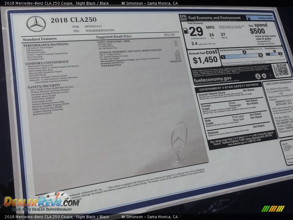 2018 Mercedes-Benz CLA 250 Coupe Night Black / Black Photo #11