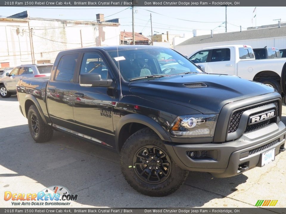 2018 Ram 1500 Rebel Crew Cab 4x4 Brilliant Black Crystal Pearl / Black Photo #2