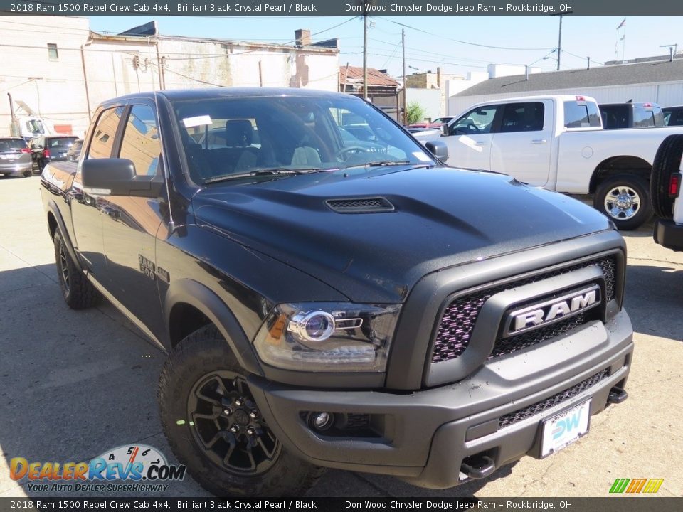 2018 Ram 1500 Rebel Crew Cab 4x4 Brilliant Black Crystal Pearl / Black Photo #3